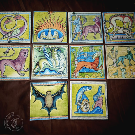 10x Medieval Ceramic Tiles – Aberdeen Bestiary Set