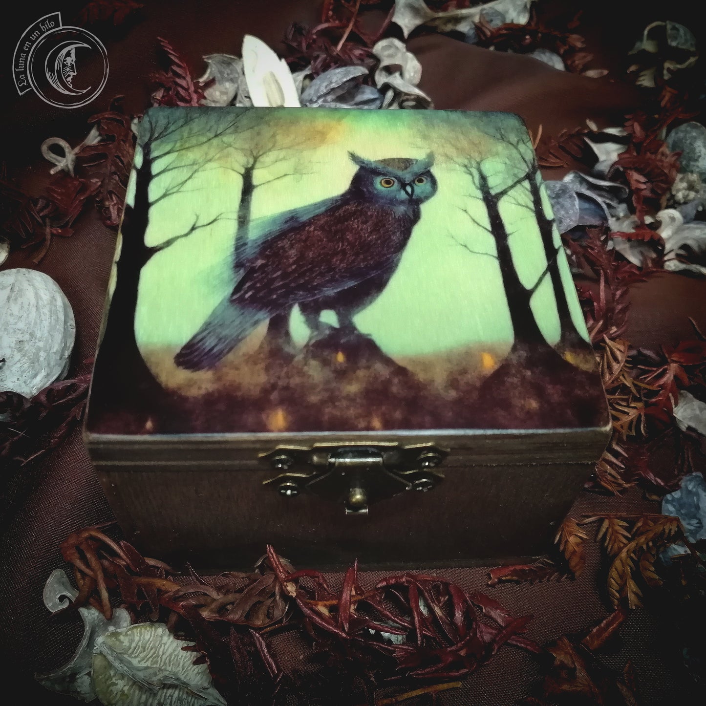 Small Wooden Box - Mystic Owl -