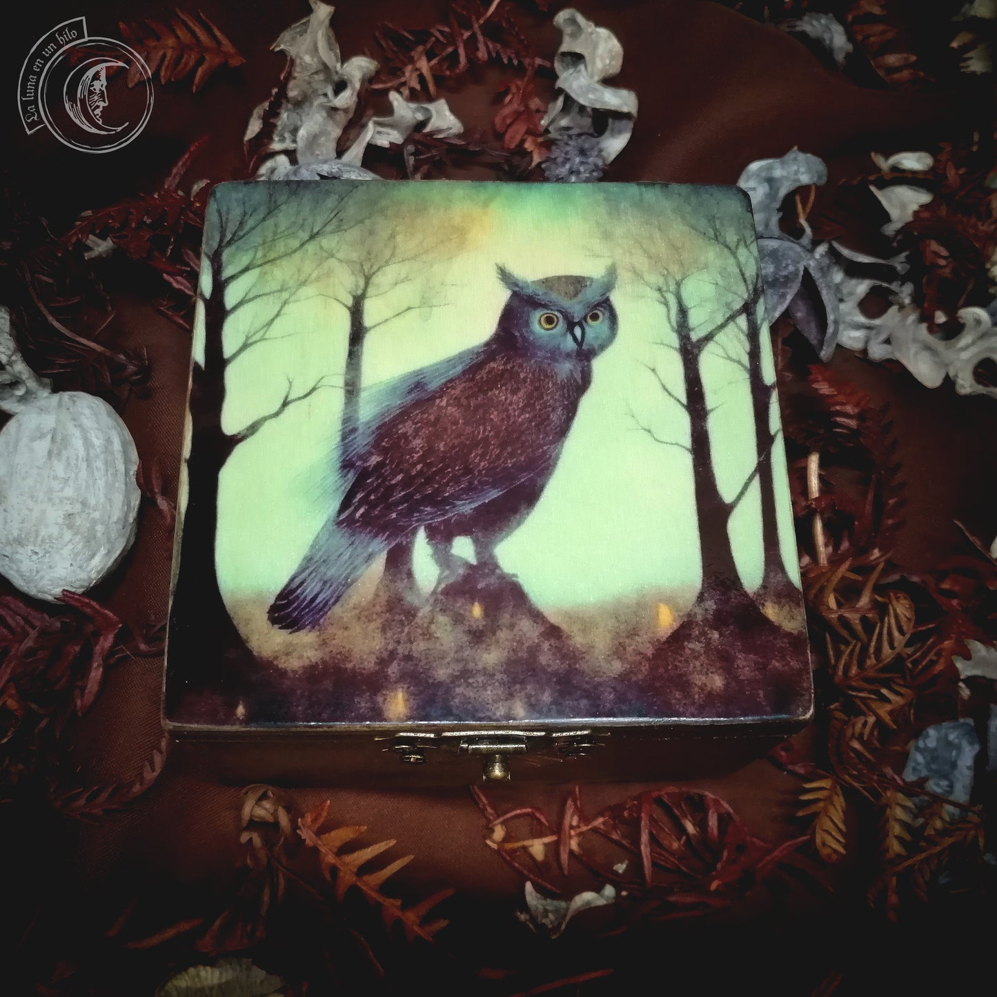 Small Wooden Box - Mystic Owl -
