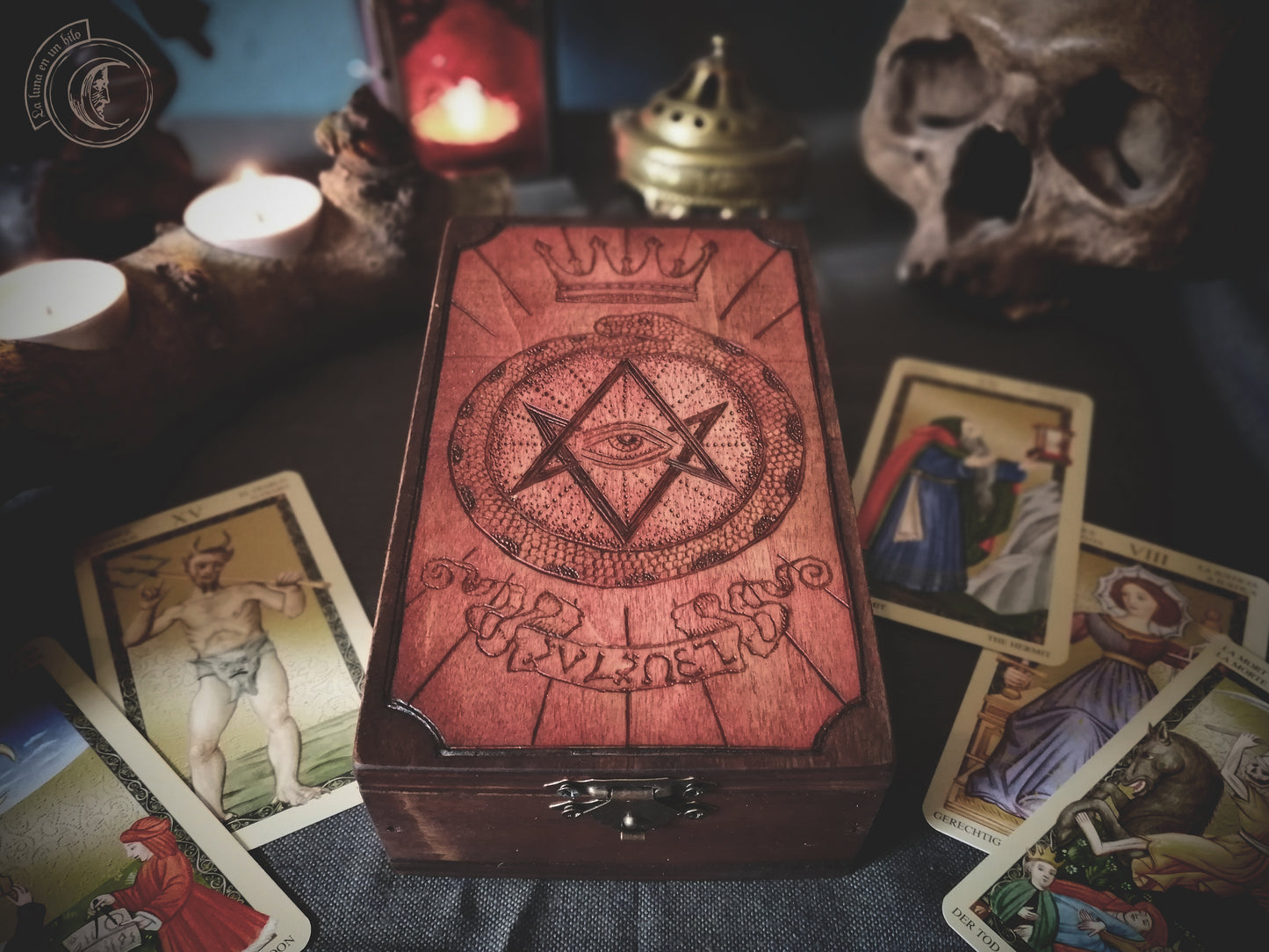 Tarot jewelry box - Thelema Ouroboros -