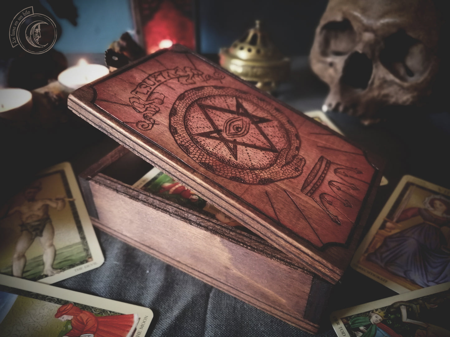 Tarot jewelry box - Thelema Ouroboros -