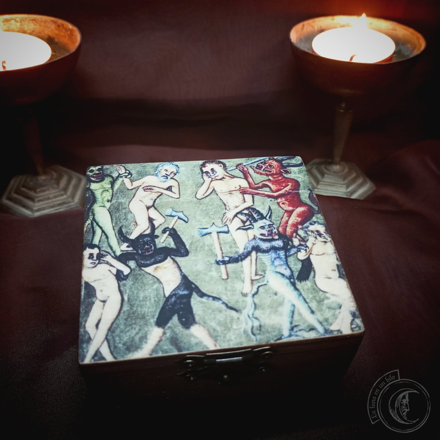 Small Wooden Box - Medieval Demons -