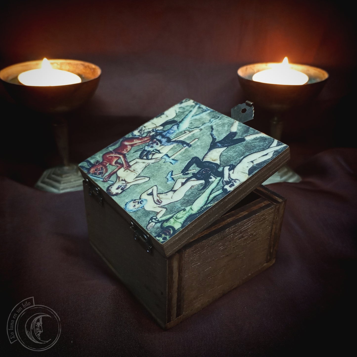 Small Wooden Box - Medieval Demons -