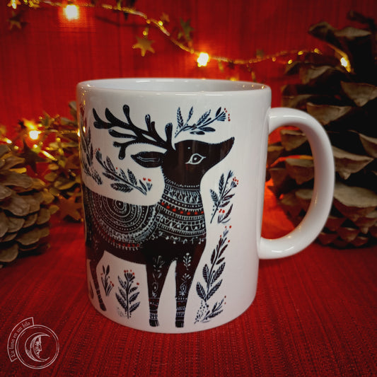 Tazza in ceramica da 325 ml - Cervo natalizio Yule -