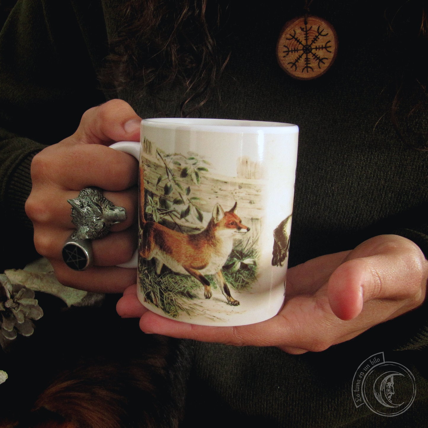 Vintage ceramic mug 11 oz - Fox Anatomy -
