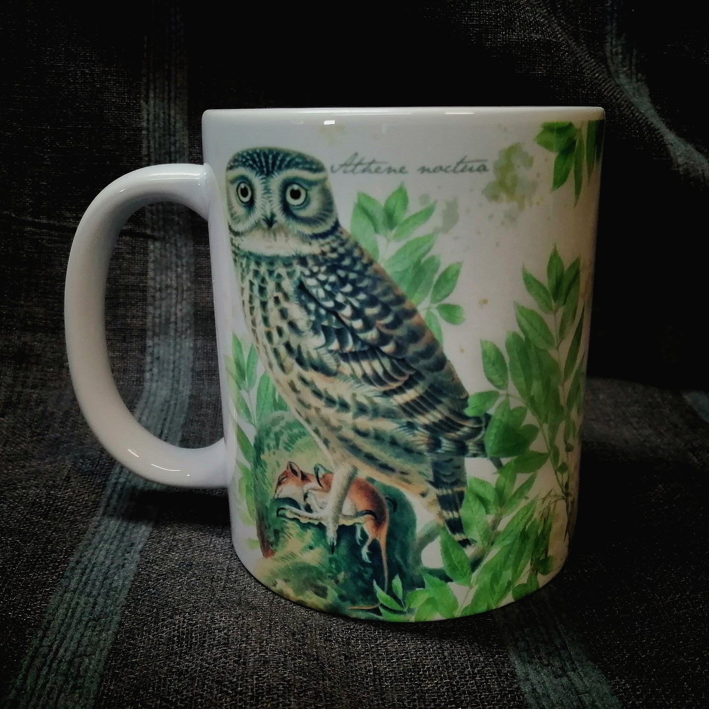 Vintage ceramic mug 11 oz - Nocturnal birds of prey -