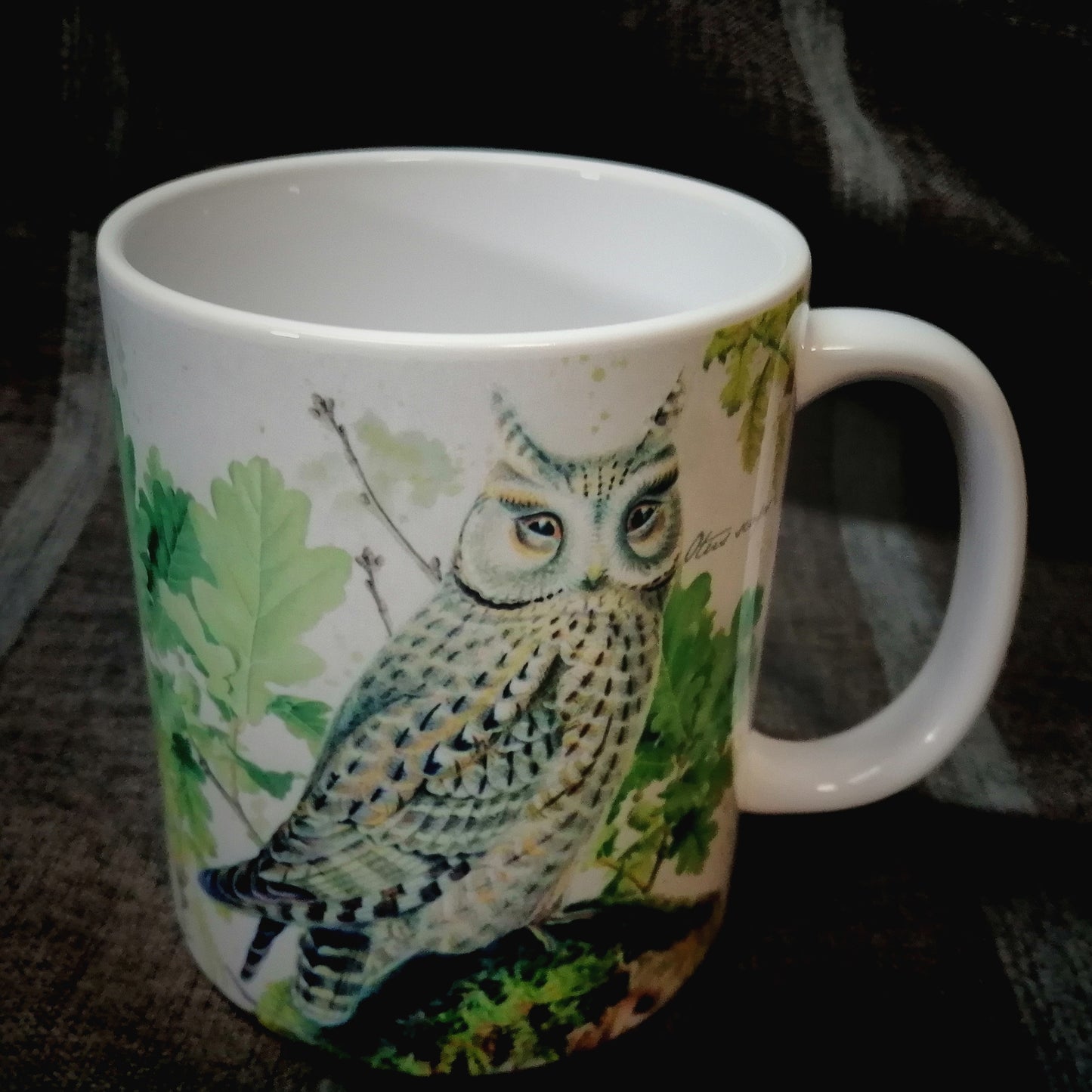 Vintage ceramic mug 11 oz - Nocturnal birds of prey -