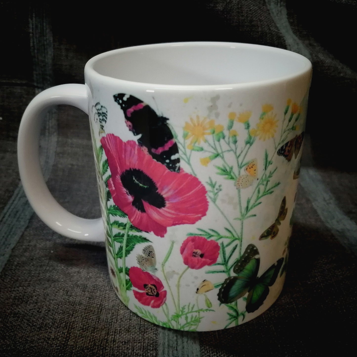 Vintage ceramic mug 11 oz - Lepidoptera -