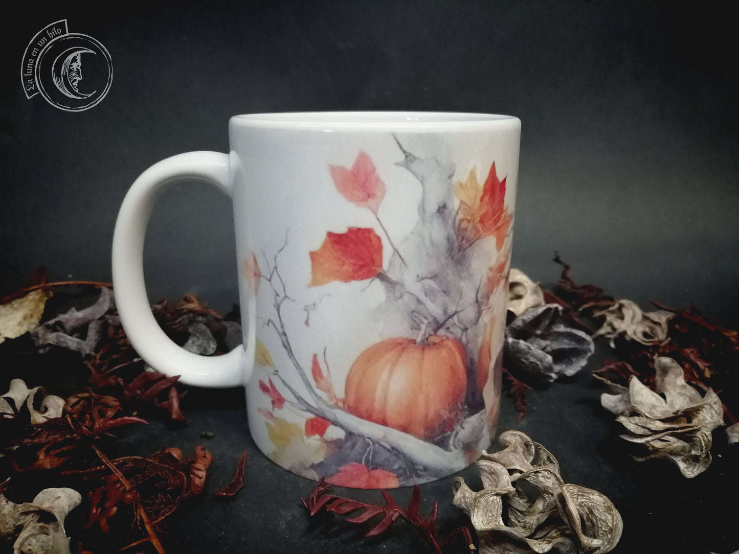 Skull and pumpkins ceramic mug 11 oz