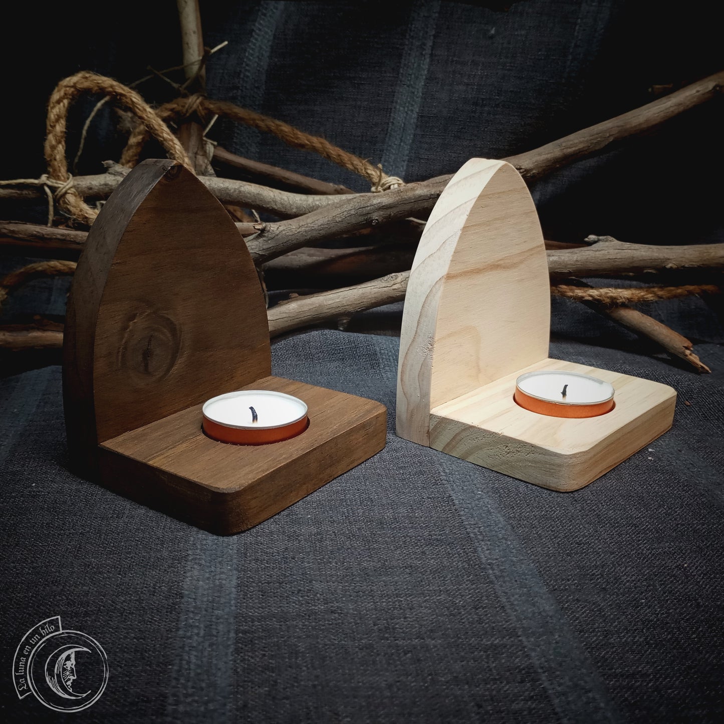 Wooden tealight holder - Candle holder -