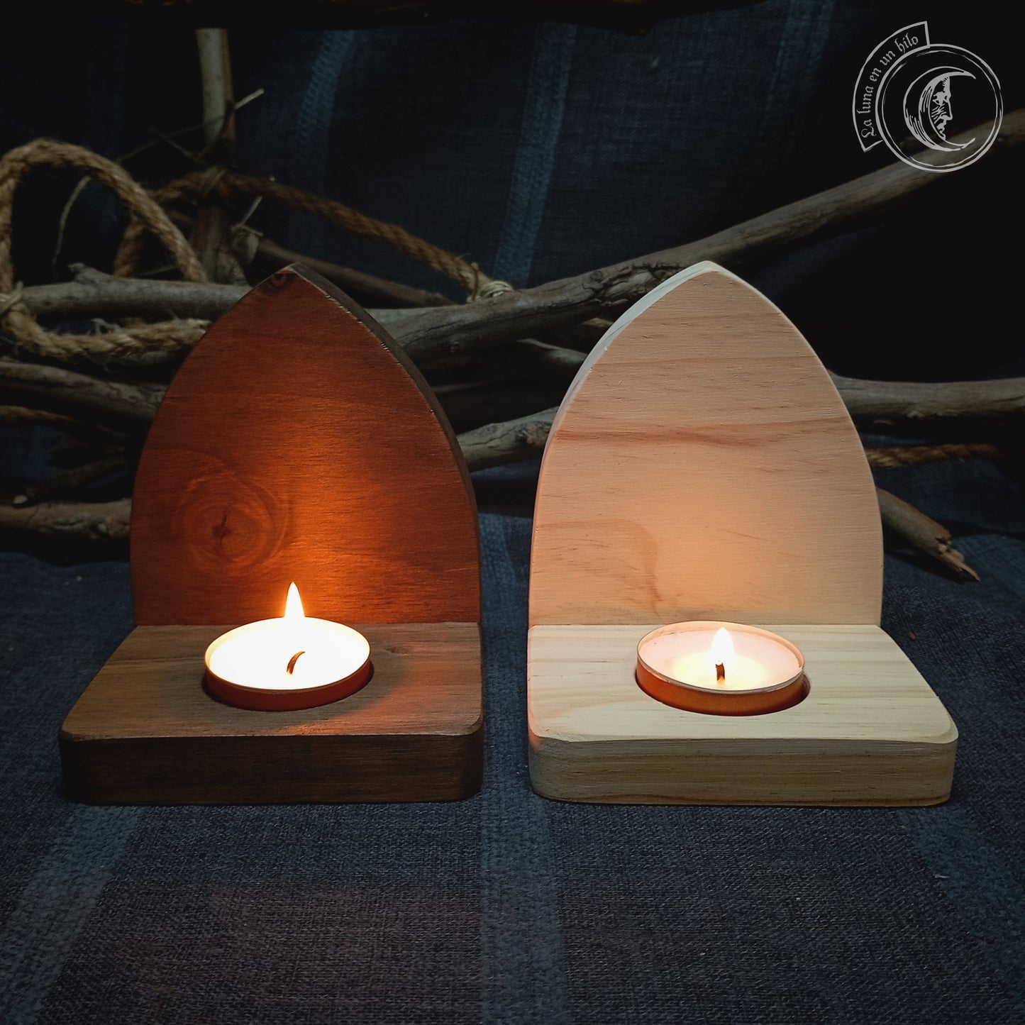 Wooden tealight holder - Candle holder -