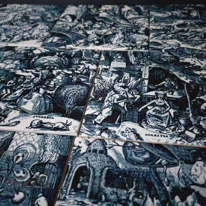 Set de 7 azulejos decorativos - Pieter Brueghel, Pecados Capitales