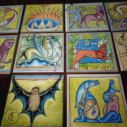 10x Medieval Ceramic Tiles – Aberdeen Bestiary Set