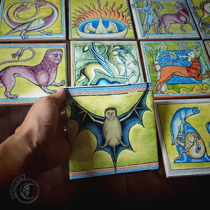 10x Medieval Ceramic Tiles – Aberdeen Bestiary Set