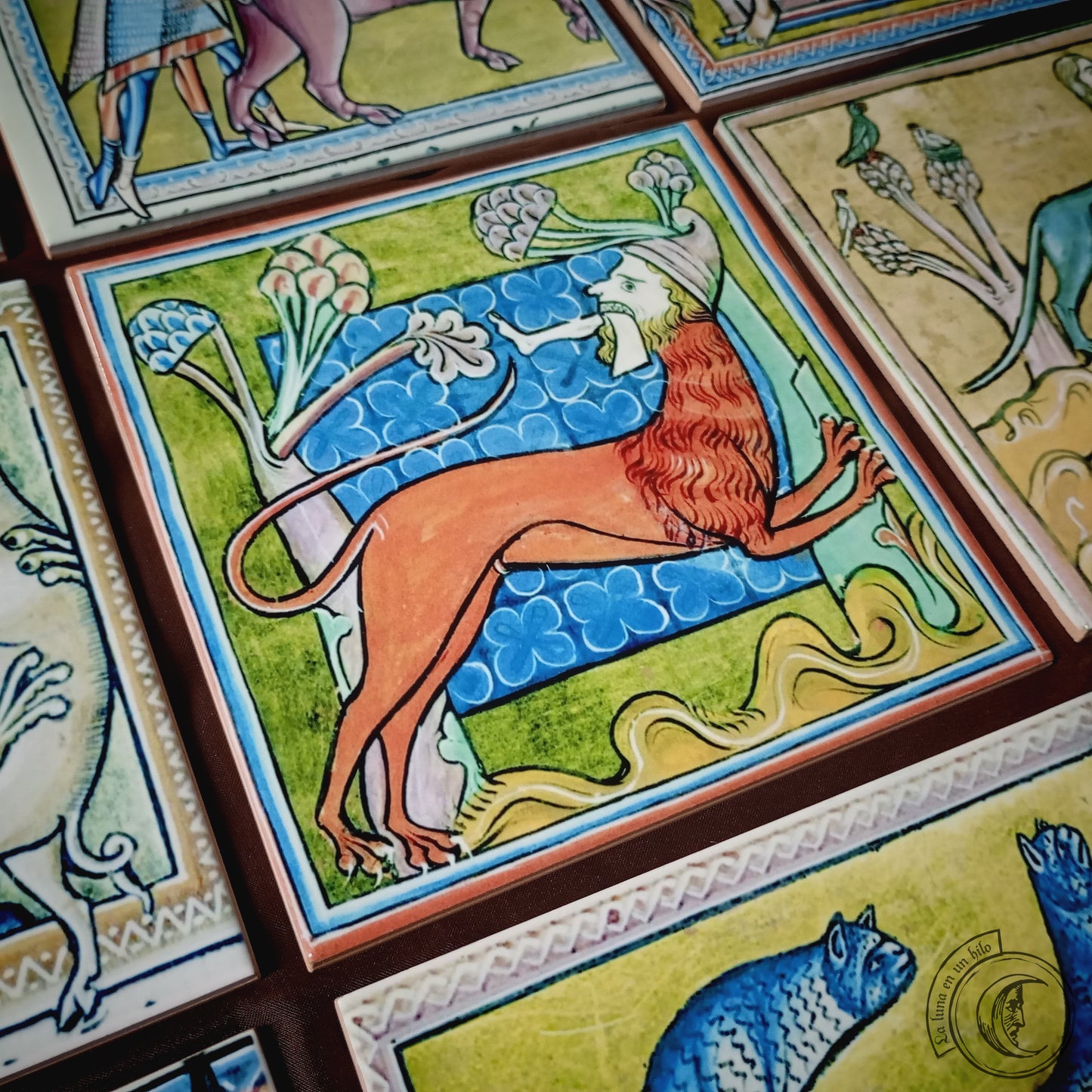 10x Medieval Ceramic Tiles – Aberdeen Bestiary Set