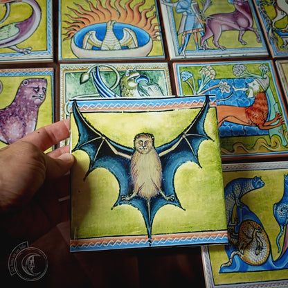 10x Medieval Ceramic Tiles – Aberdeen Bestiary Set