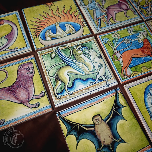 10x Medieval Ceramic Tiles – Aberdeen Bestiary Set