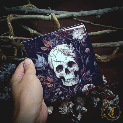 Botanical Skull - Ceramic Tile Decor -