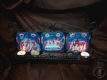 Wire iron shelf - 3 Mouth of Hell - Hellish decor set
