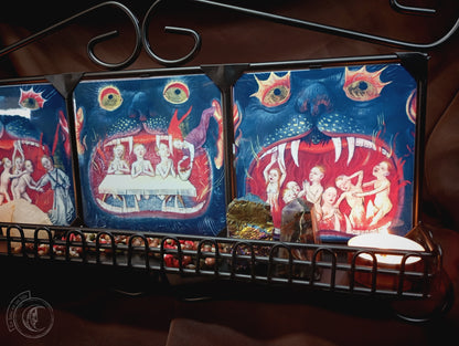 Wire iron shelf - 3 Mouth of Hell - Hellish decor set