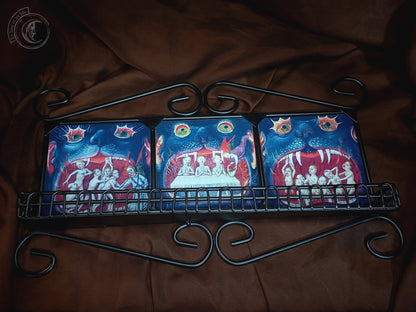 Wire iron shelf - 3 Mouth of Hell - Hellish decor set