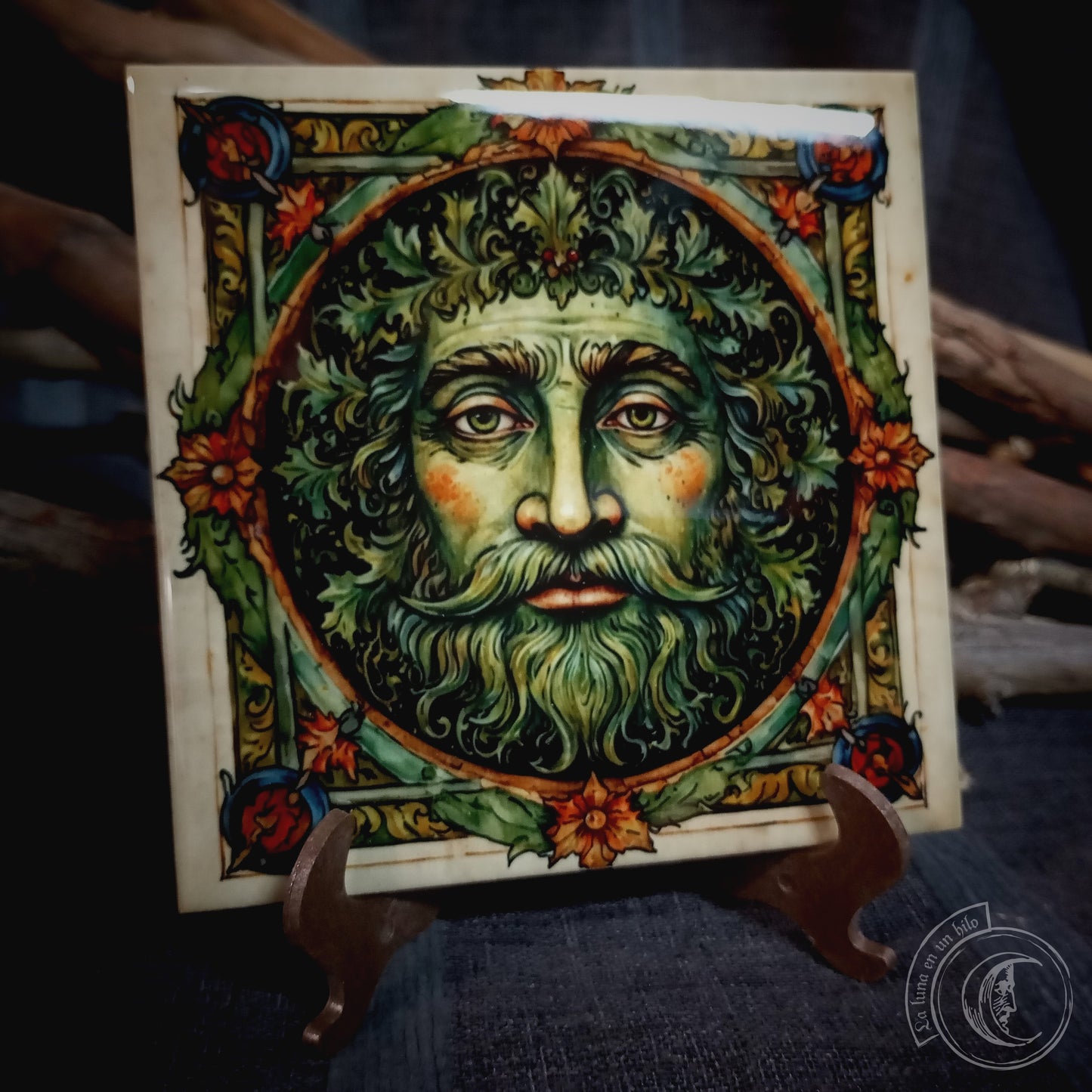 Green Man - Ceramic Tile Decor -