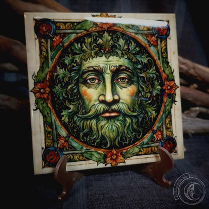 Green Man - Ceramic Tile Decor -