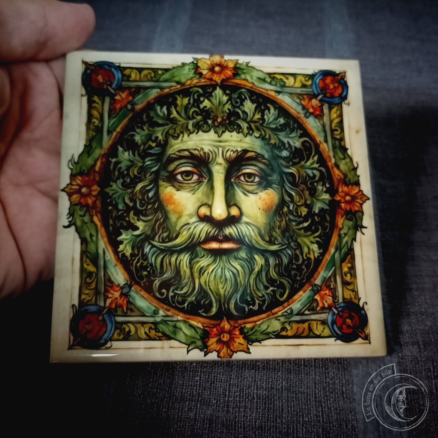 Green Man - Ceramic Tile Decor -