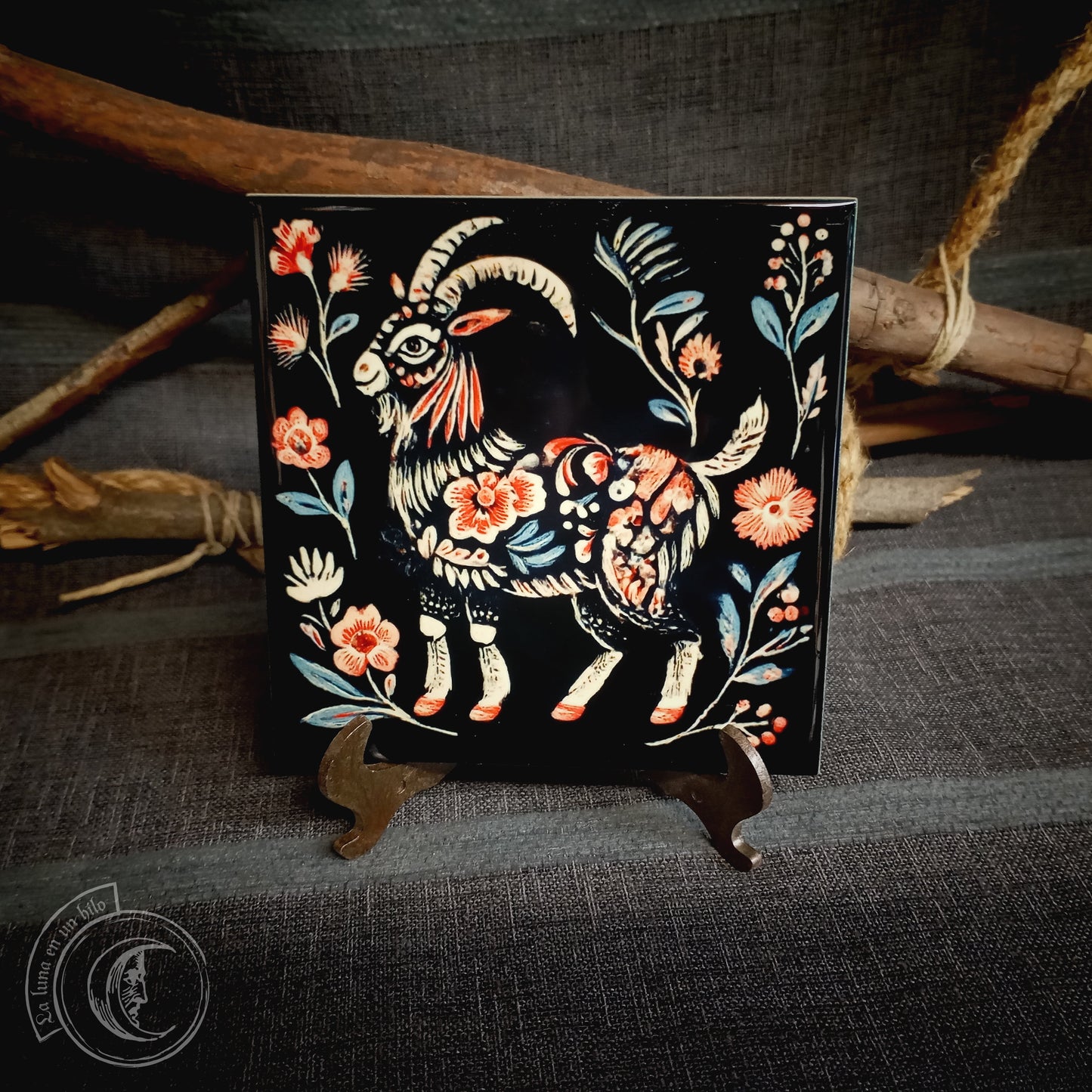 Cabra Arte folk - Azulejo cerámico decorativo