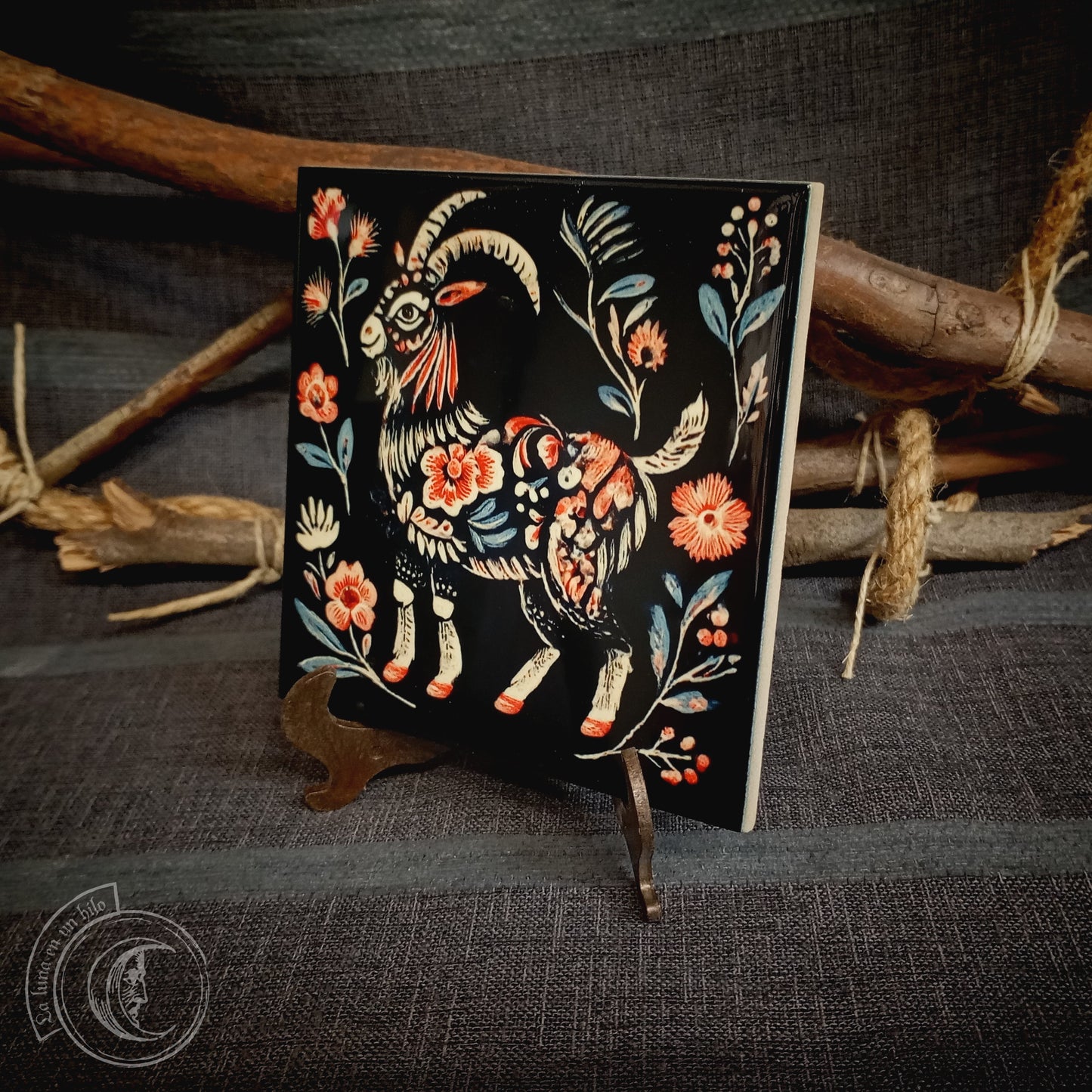 Cabra Arte folk - Azulejo cerámico decorativo