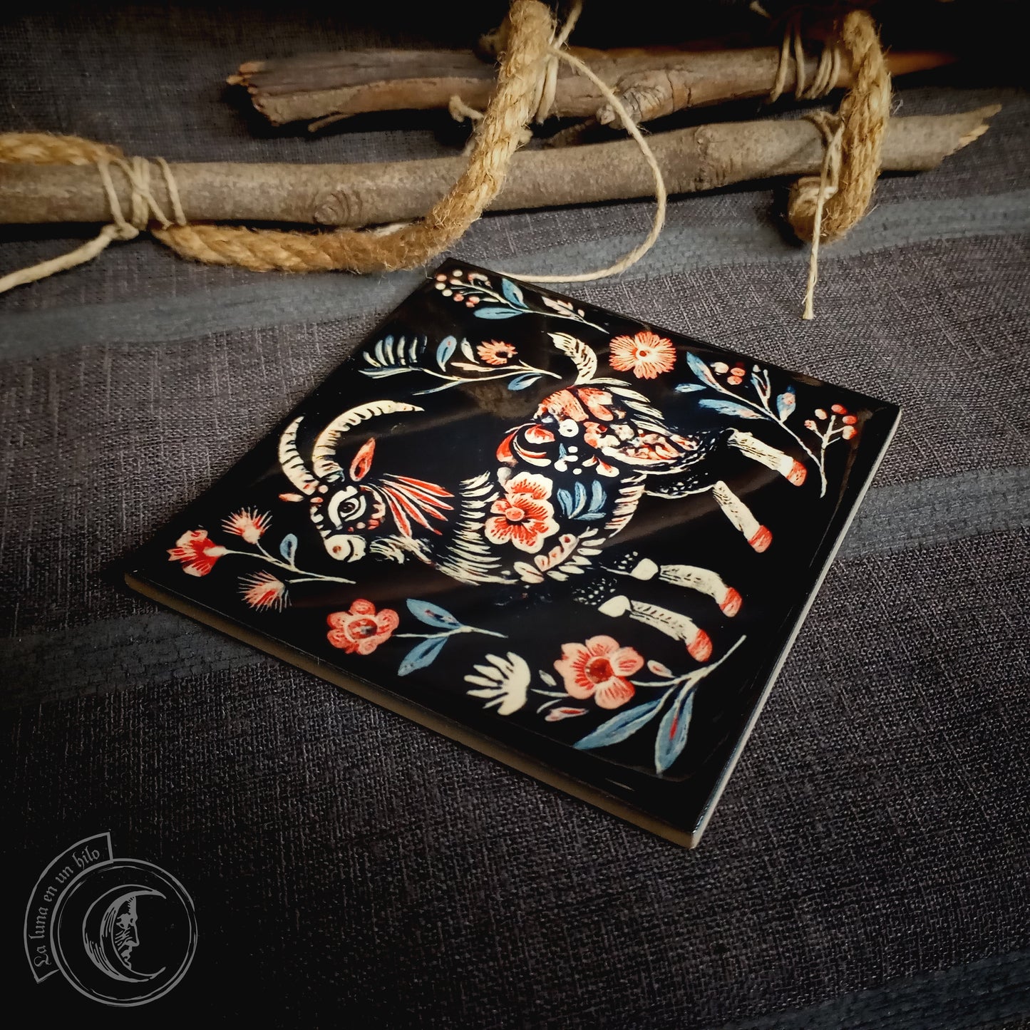 Cabra Arte folk - Azulejo cerámico decorativo