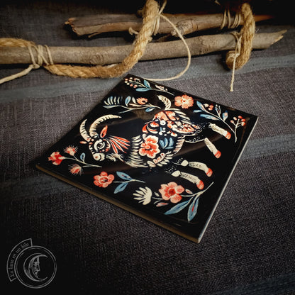 Cabra Arte folk - Azulejo cerámico decorativo