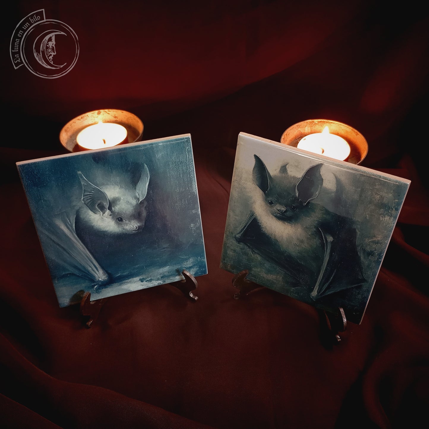 Lot de 2 chauves-souris - Décoration en carreaux de céramique