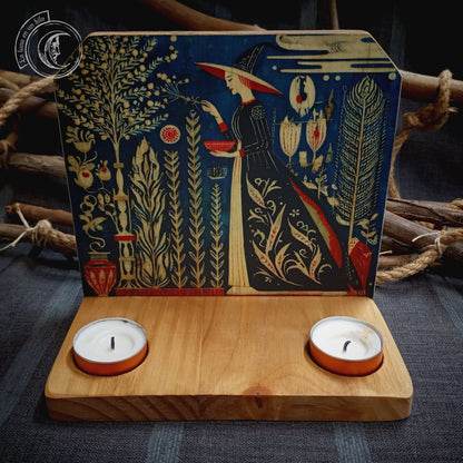 Portavelas, altar - Bruja - ilustración esotérica