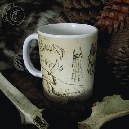 Vintage ceramic mug 11 oz - Wolf Anatomy -