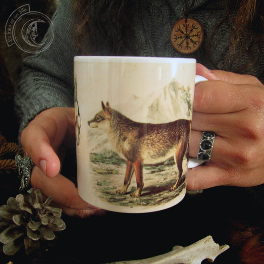 Vintage ceramic mug 11 oz - Wolf Anatomy -