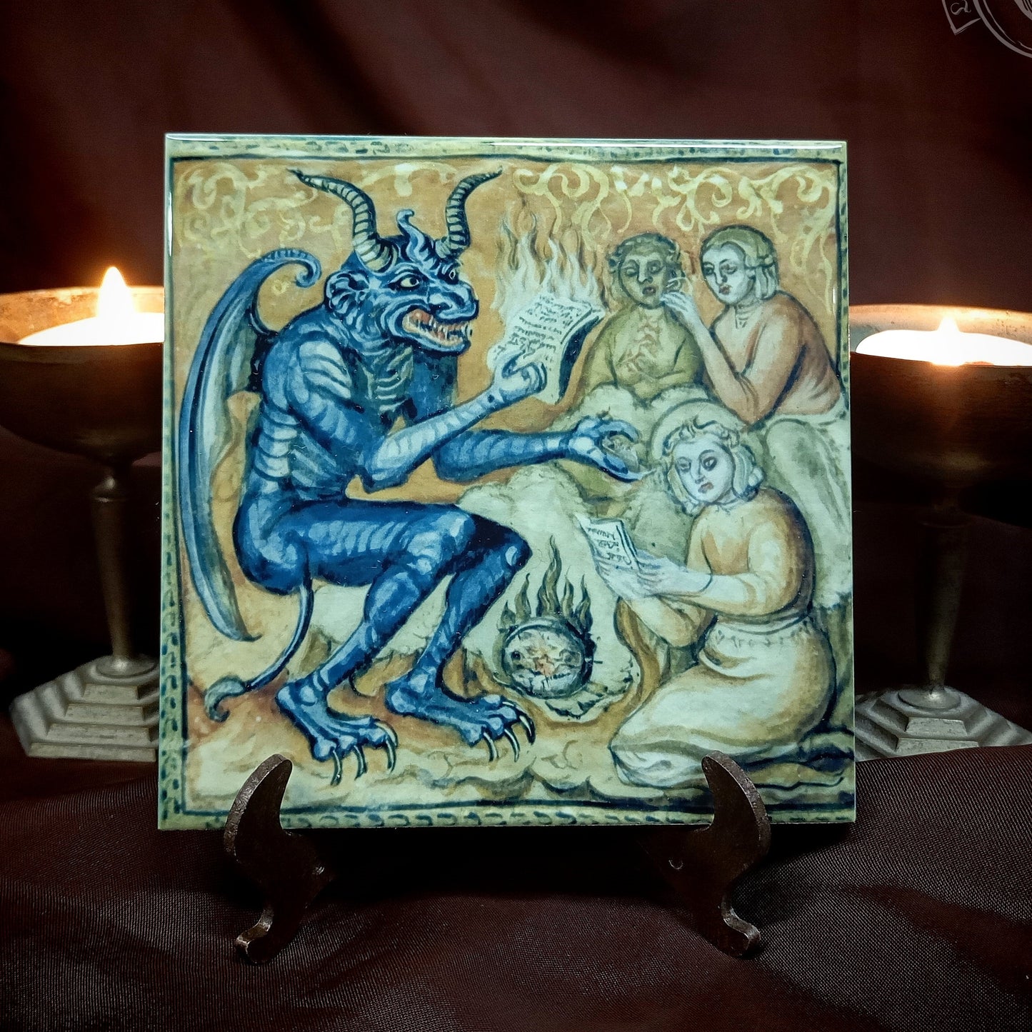 Demonios Medievales IX - Azulejo cerámico decorativo