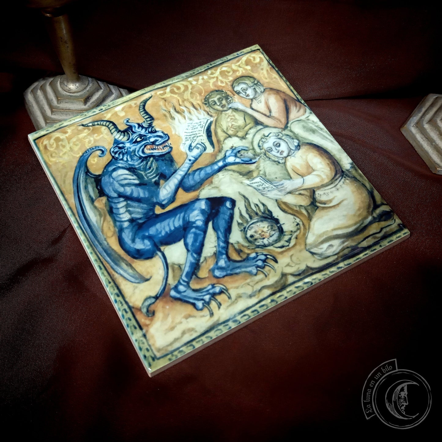 Demonios Medievales IX - Azulejo cerámico decorativo