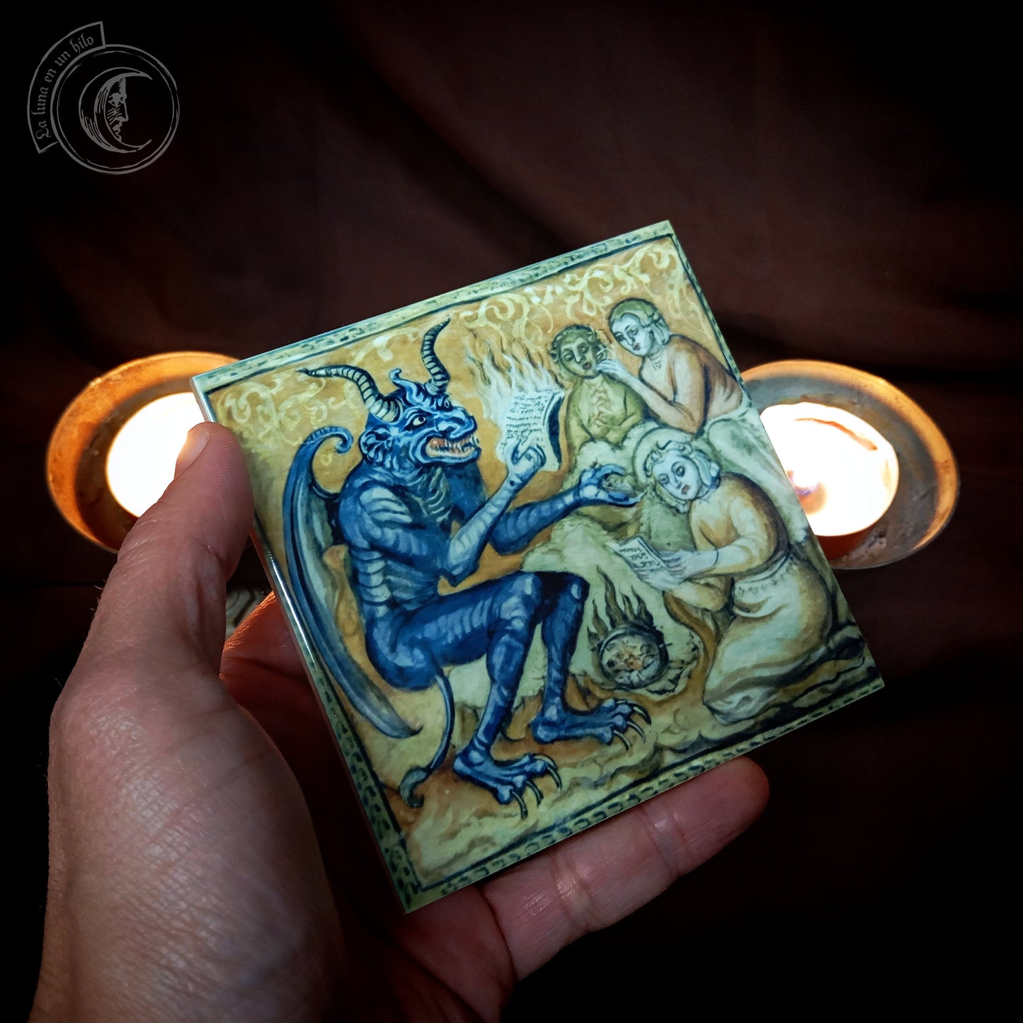 Demonios Medievales IX - Azulejo cerámico decorativo
