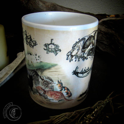 Vintage ceramic mug 11 oz - Cat Anatomy -