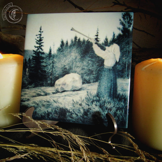 Op under Fjeldet toner en Lur (Theodor Severin Kittelsen) - Ceramic Tile Decor -