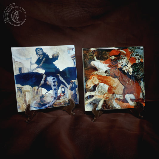 "Der Krieg" & "The Plague" (Arnold Böcklin) - Ceramic Tile Set Decor
