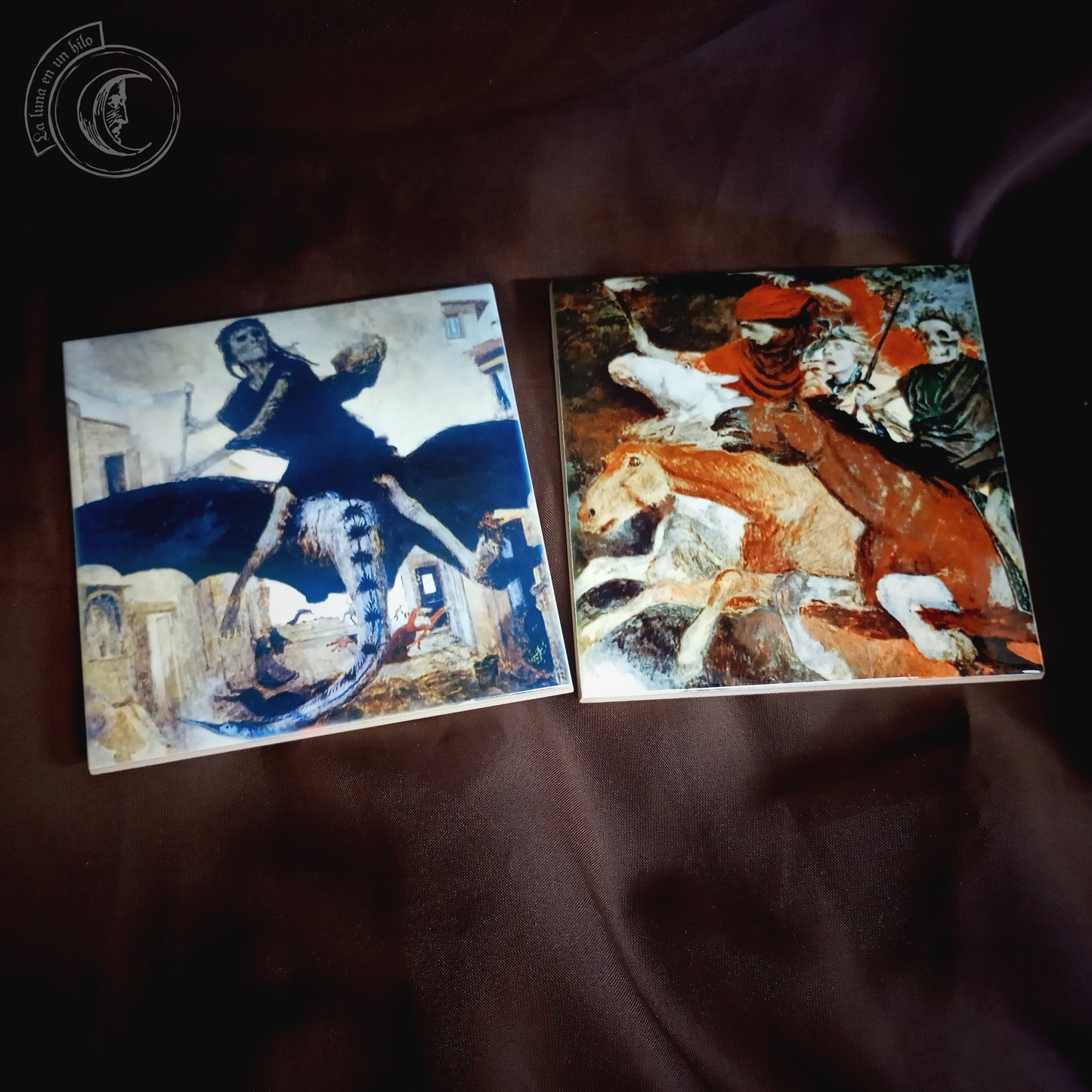 "Der Krieg" & "The Plague" (Arnold Böcklin) - Ceramic Tile Set Decor
