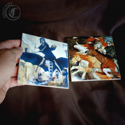 "Der Krieg" & "The Plague" (Arnold Böcklin) - Ceramic Tile Set Decor
