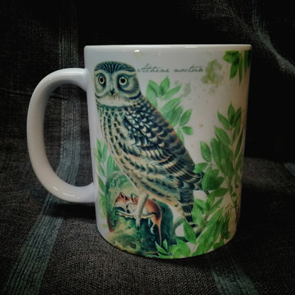 Vintage ceramic mug 11 oz - Nocturnal birds of prey -