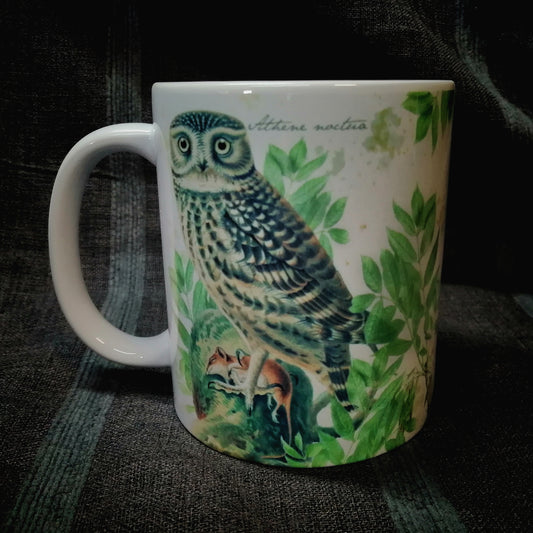 Vintage ceramic mug 11 oz - Nocturnal birds of prey -