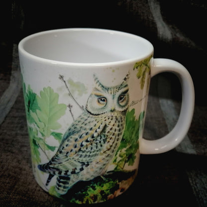 Vintage ceramic mug 11 oz - Nocturnal birds of prey -