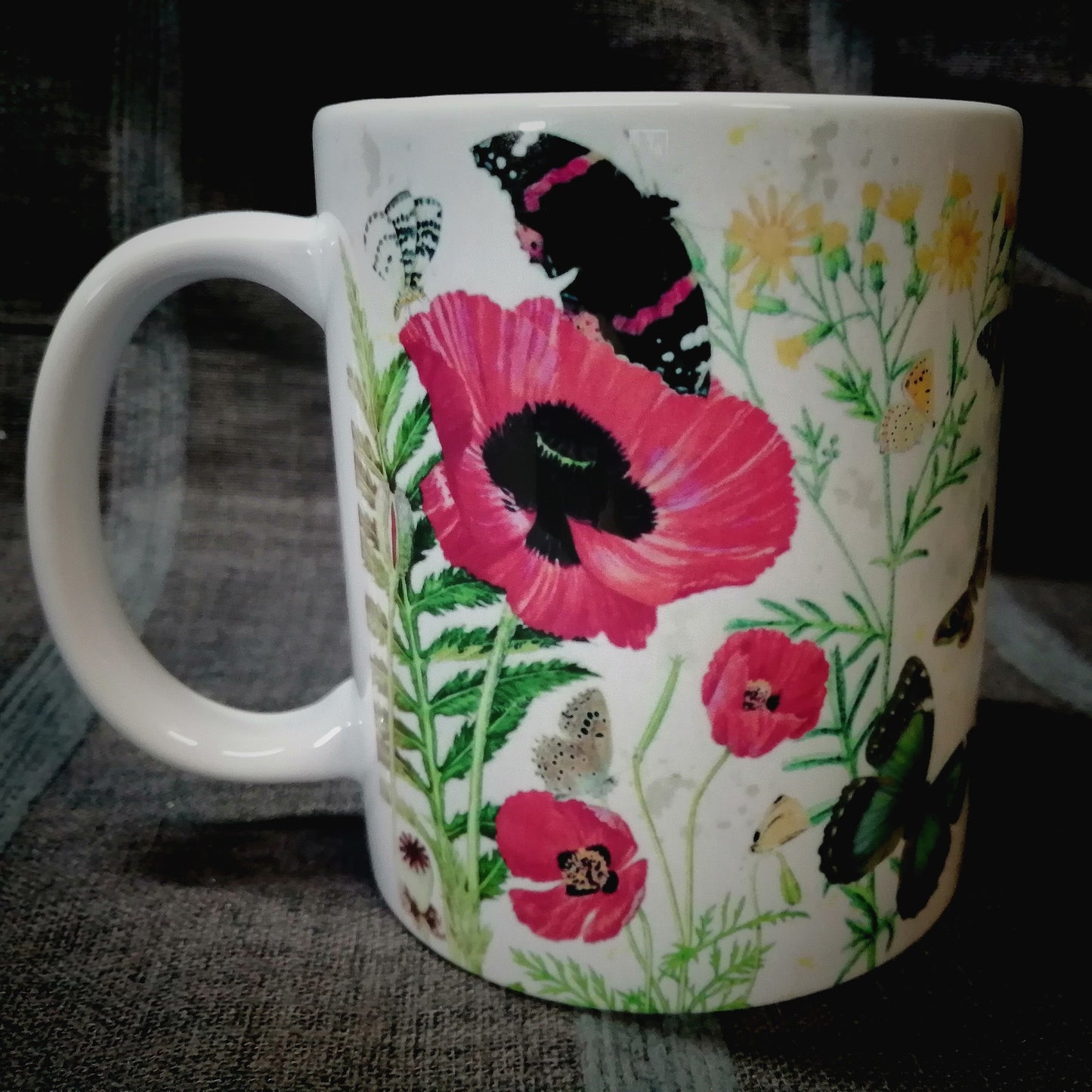 Vintage ceramic mug 11 oz - Lepidoptera -