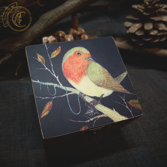 Small Wooden Box - Robin -