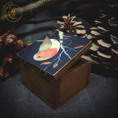 Small Wooden Box - Robin -